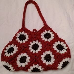 Handmade crochet floral motif handbag